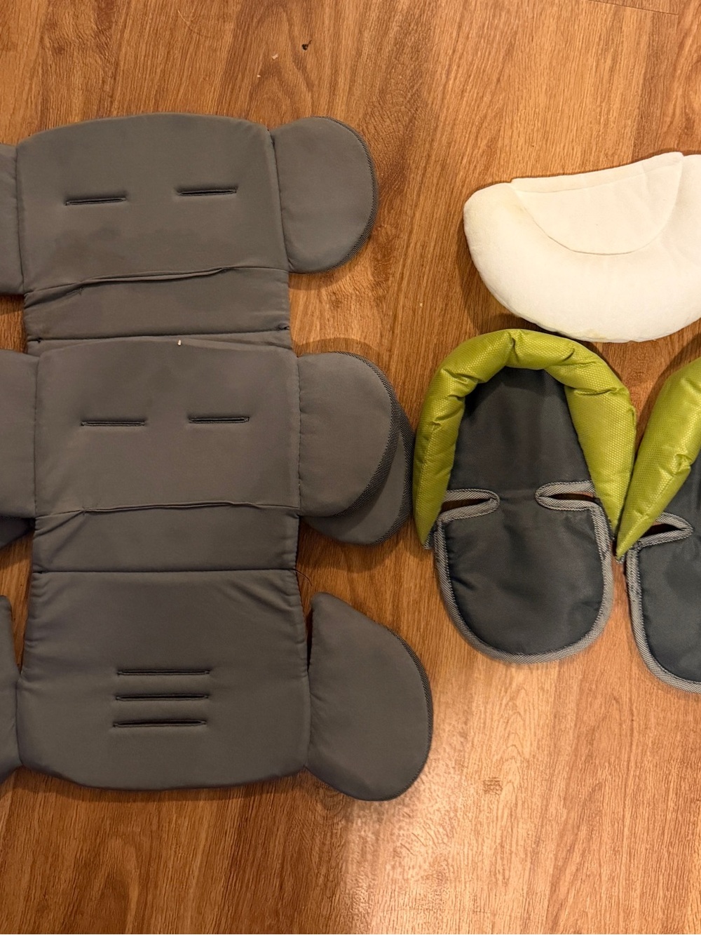 Kids Stroller/Car Seat Liner and Head Support - Gray and Lime Green
